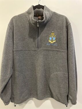 Harriton Delta Gamma Embroidered Crest Quarter Zip Pullover Size M Grey